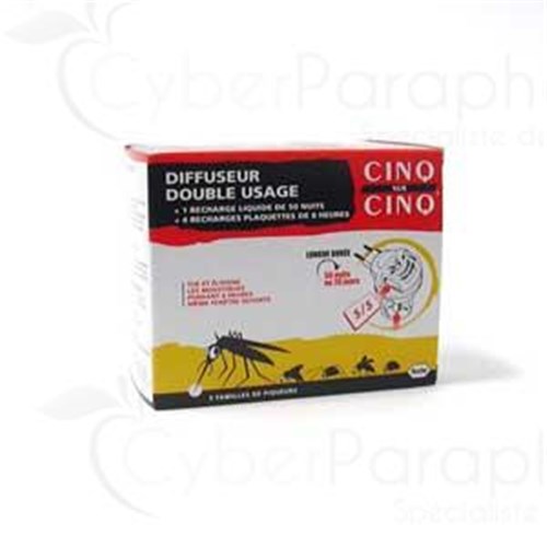 CINQ SUR CINQ, Diffuseur électrique antimoustique double usage, tablette et liquide. - unité