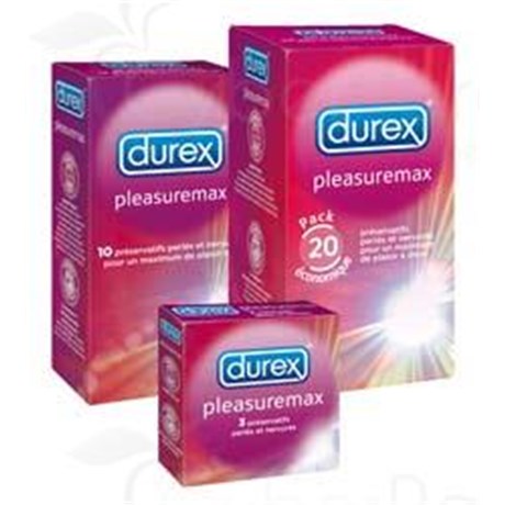 DUREX PLEASUREMAX, lubricated condom with reservoir, beaded and ribbed texture x3
