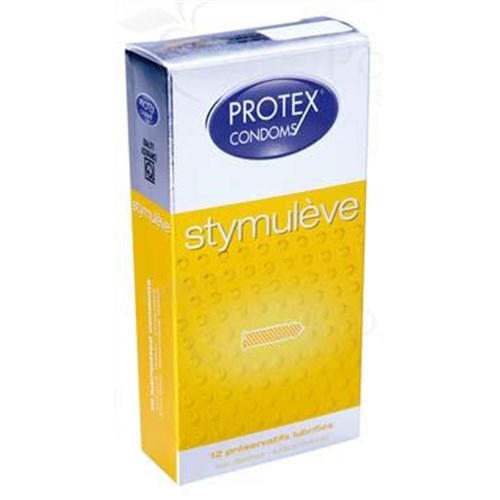 Protex STYMULÈVE TEXTURED, condom with reservoir, anatomical shape, lubricated dimethicone. - Bt carton 12