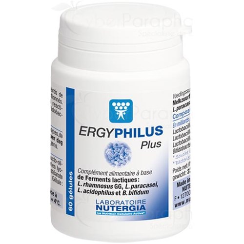 ERGYPHILUS PLUS Complément alimentaire à base de 4 souches de ferments lactiques revivifiables dosées à 6 milliards par gélule 60gélules
