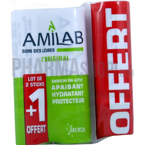 Amilab CARE LIP 2 + 1 GRATIS, Balm lip 3.6 ml x 3 stick
