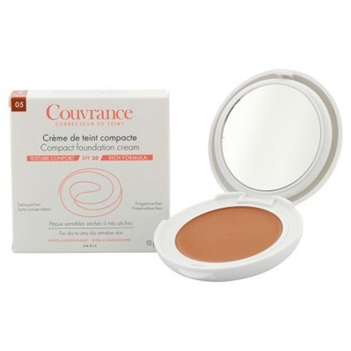 COVERAGE CREAM FOUNDATION COMPACT TEXTURE COMFORT, cream compact foundation, comfort texture, SPF 30, sun, No. 05 -. 9.5 g housing