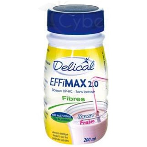 DELICAL EFFIMAX 2.0 FIBER Dietary food for special medical purposes, strawberry flavor. - 4 x 200 ml