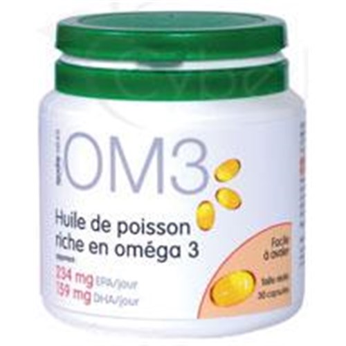 OM3 HUILE DE POISSON RICHE EN OMÉGA 3, Capsule, complément alimentaire riche en oméga 3. - pilulier 120