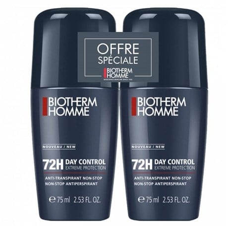 ROLL-ON ANTI-PERSPIRANT 72H HOMME DAY CONTROL Batch of 2 x 75 ml BIOTHERM lot de 2
