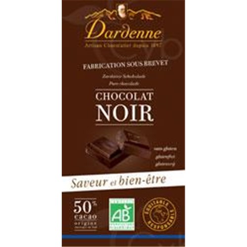 CHOCOLAT DARDENNE CHOCOLAT CUIT, Chocolat en tablette, chocolat noir au sucre de canne, 50 % cacao, plus vanillé (ref. TB1) - tablette 100 g