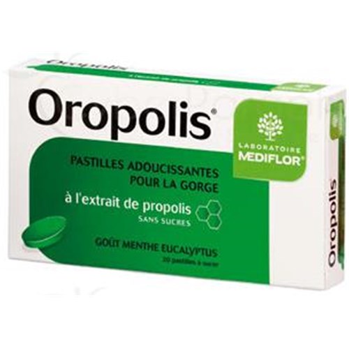 OROPOLIS PASTILLE MENTHE, EUCALYPTUS - Pastille à sucer adoucissante pour la gorge, goût menthe - eucalyptus. - bt 20