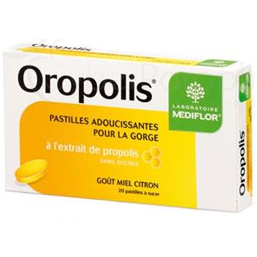 OROPOLIS PASTILLE MIEL, CITRON - Pastille à sucer adoucissante pour la gorge, goût miel - citron. - bt 20