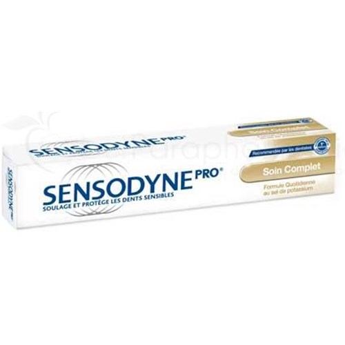 SENSODYNE PRO COMPLETE CARE, desensitizing toothpaste fluoride, eucalyptus taste. - 1 box of 2 tubes of 75 ml
