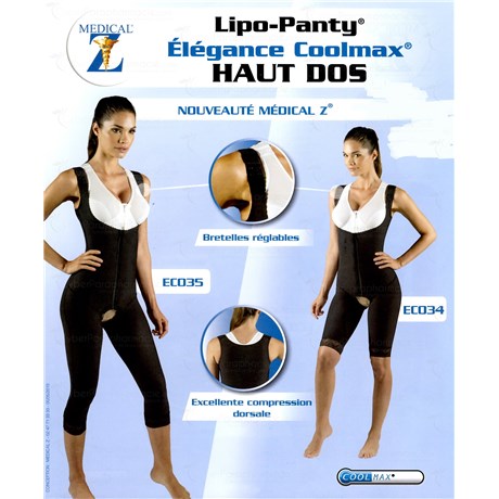 Medical Z Vêtement pour Liposuccion FEMME: lipo-panthy elegance CoolMax Haut Dos coupé genoux EC/034